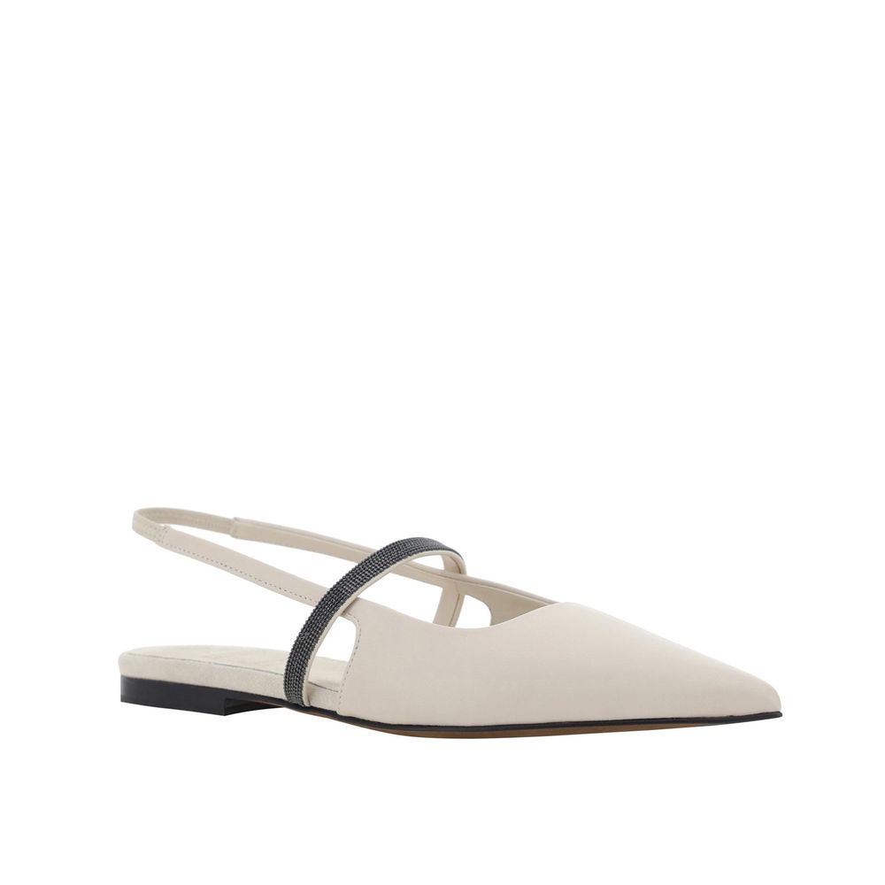 Brunello Cucinelli White Calfskin Slides