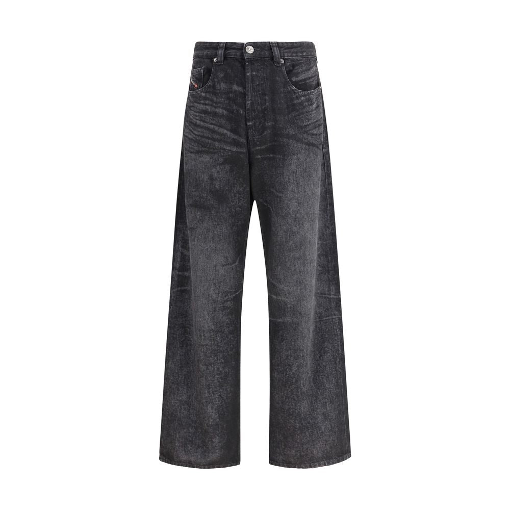 Diesel Black Cotton Relaxed Fit Jeans