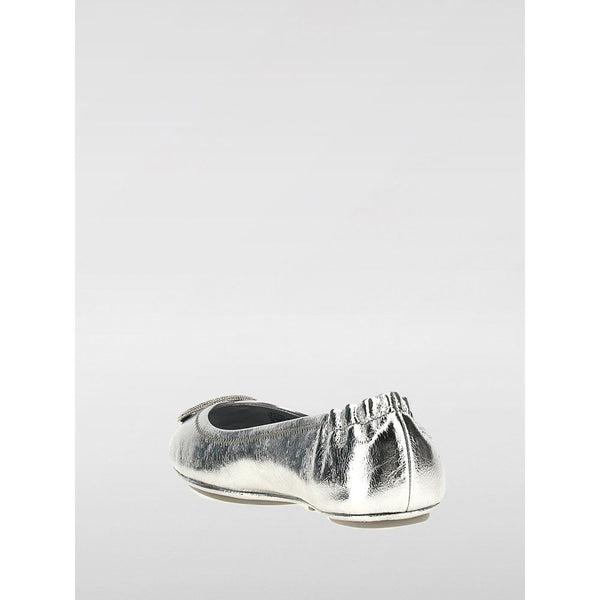 Tory Burch Silver Leather Ballet Flats