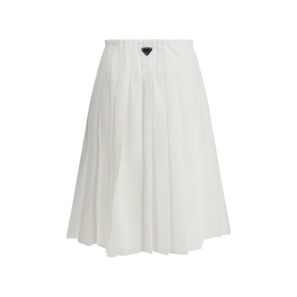 Prada White Cotton Long Skirt