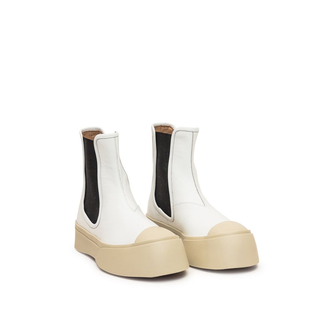 Marni White Calfskin Chelsea Boots