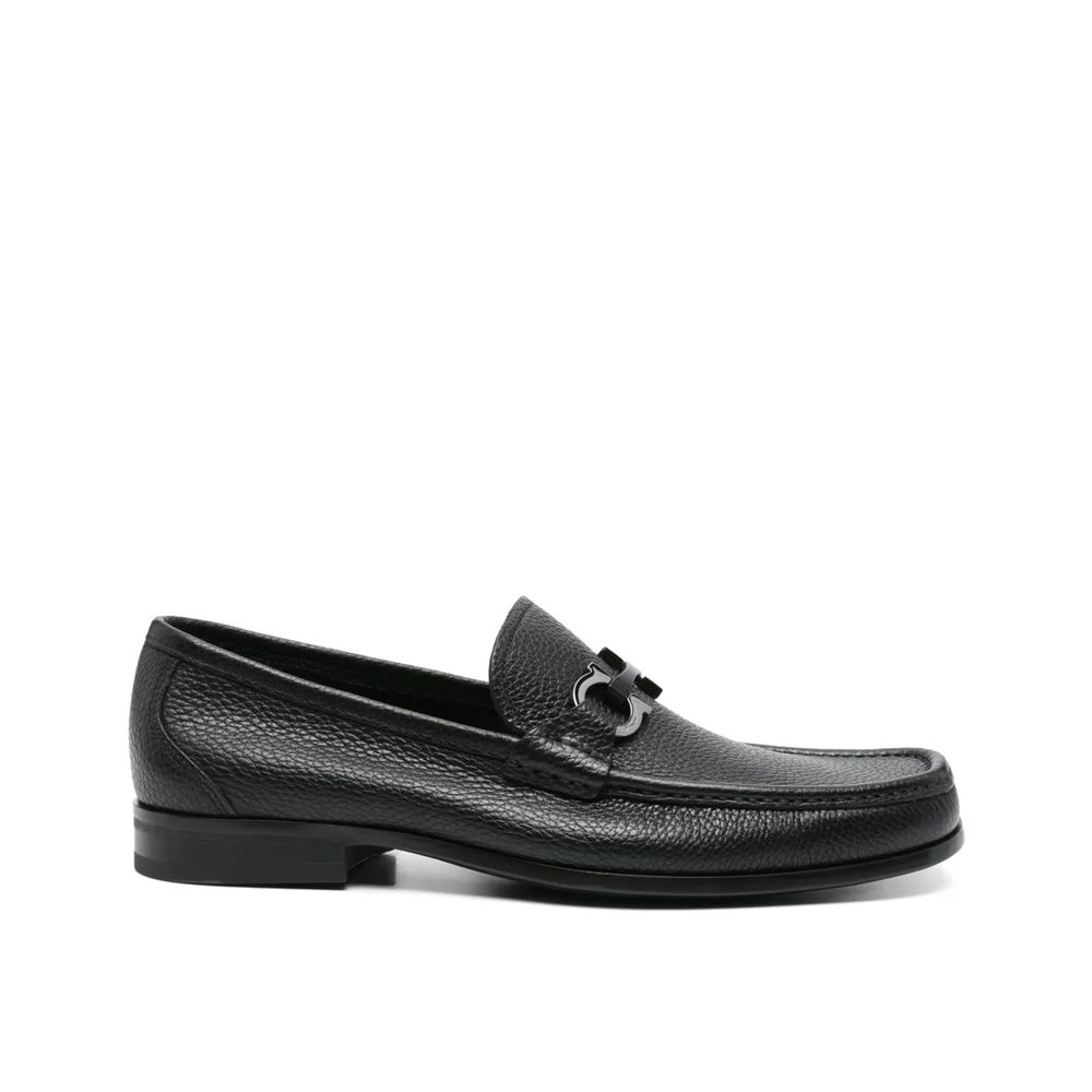 Salvatore Ferragamo Black Calfskin Slip-On Loafers