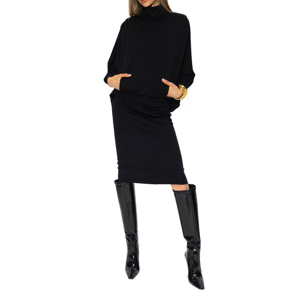 Saint Laurent Black Wool Casual Dress