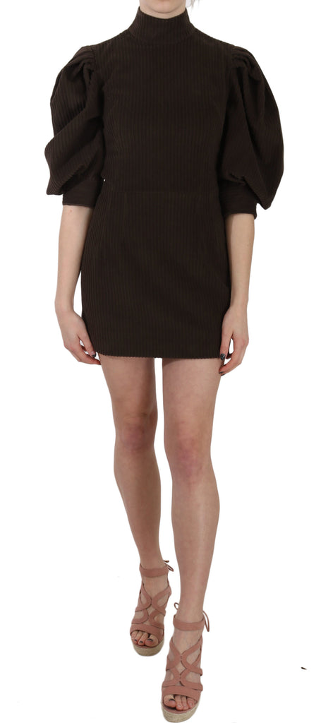 Chic Brown Corduroy Bodycon Mini Dress