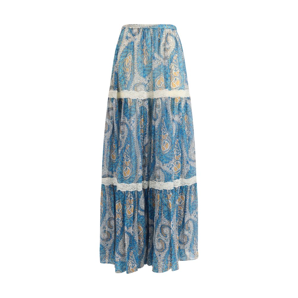 Etro Multicolor Silk Long Skirt