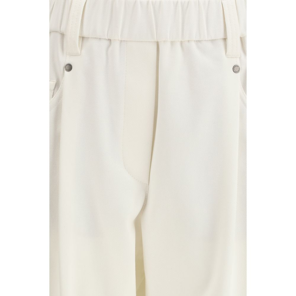 Brunello Cucinelli Cream Cotton Casual Pants