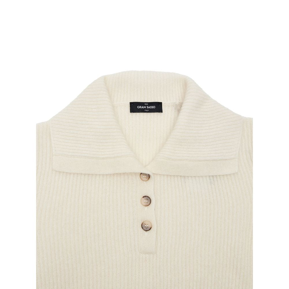 Gran Sasso White Wool Polo Shirt