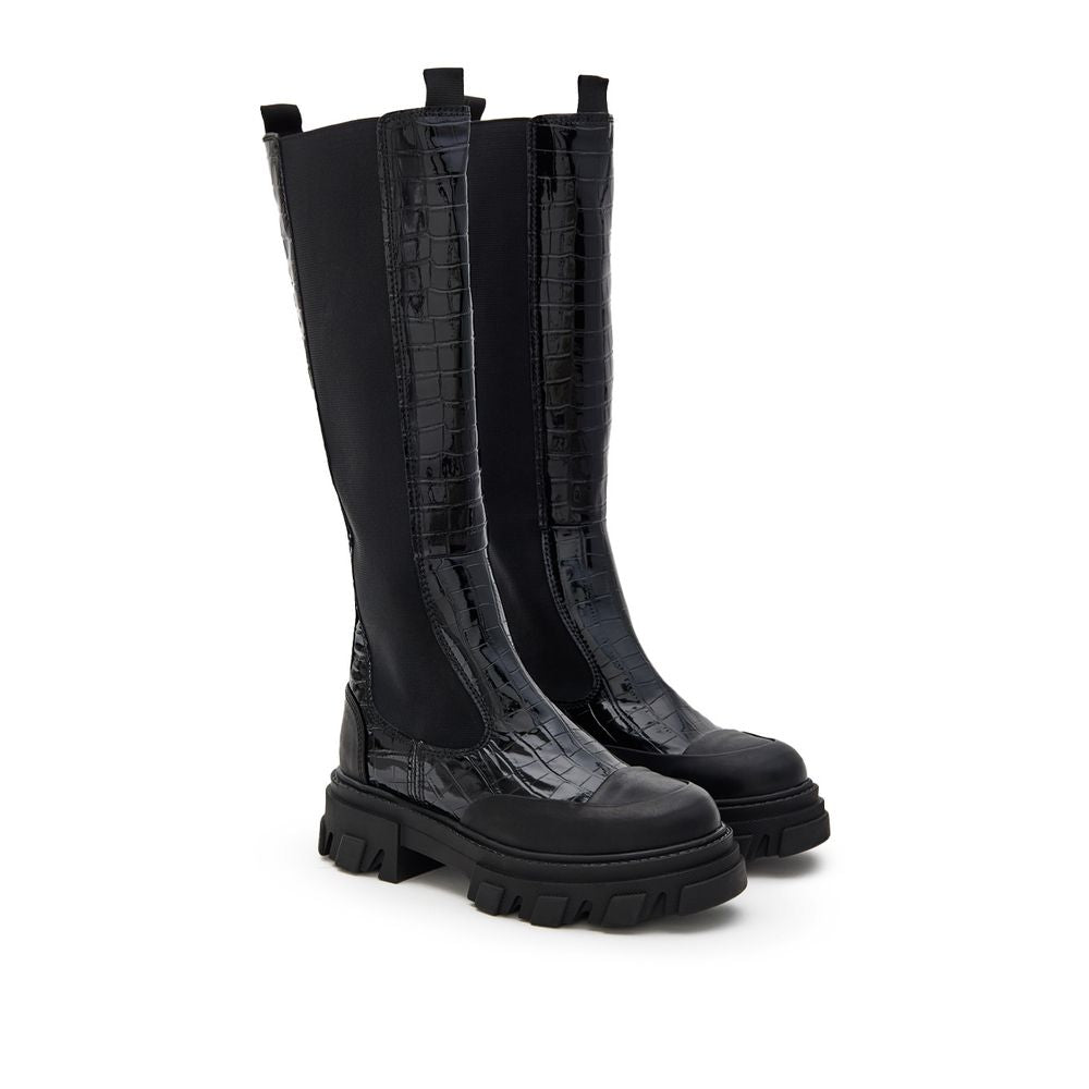 Ganni Black Leather Chelsea Boots