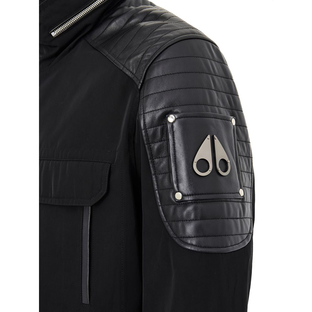 Moose Knuckles Black Nylon Biker Jacket