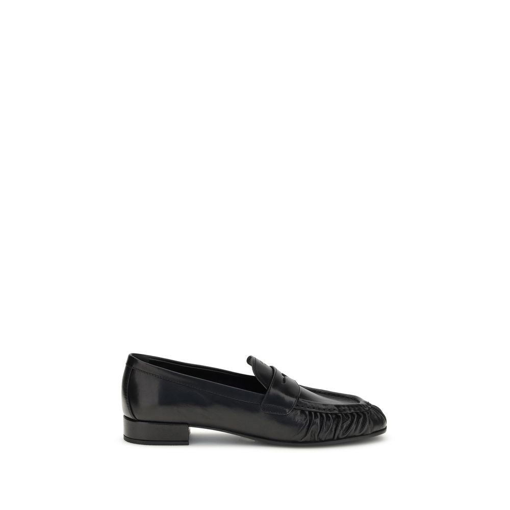 Prada Black Calf Leather Bos Taurus Slip-On Loafers