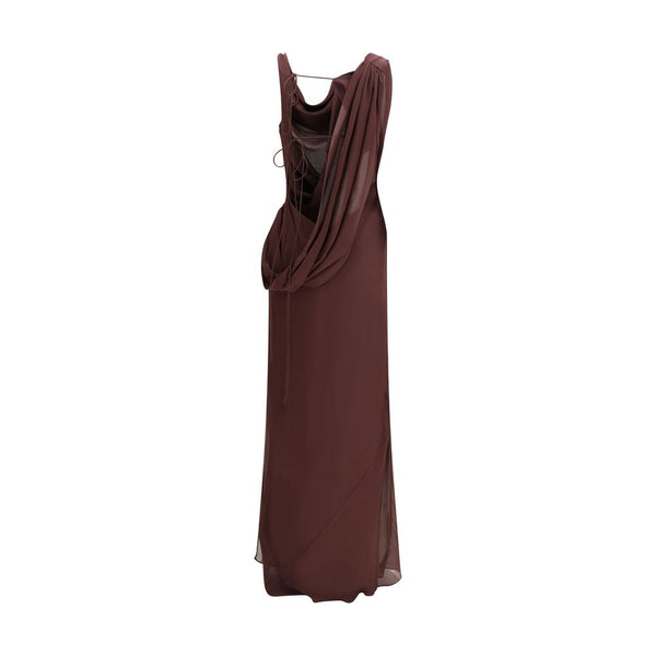 The Andamane Brown Silk Long Dress