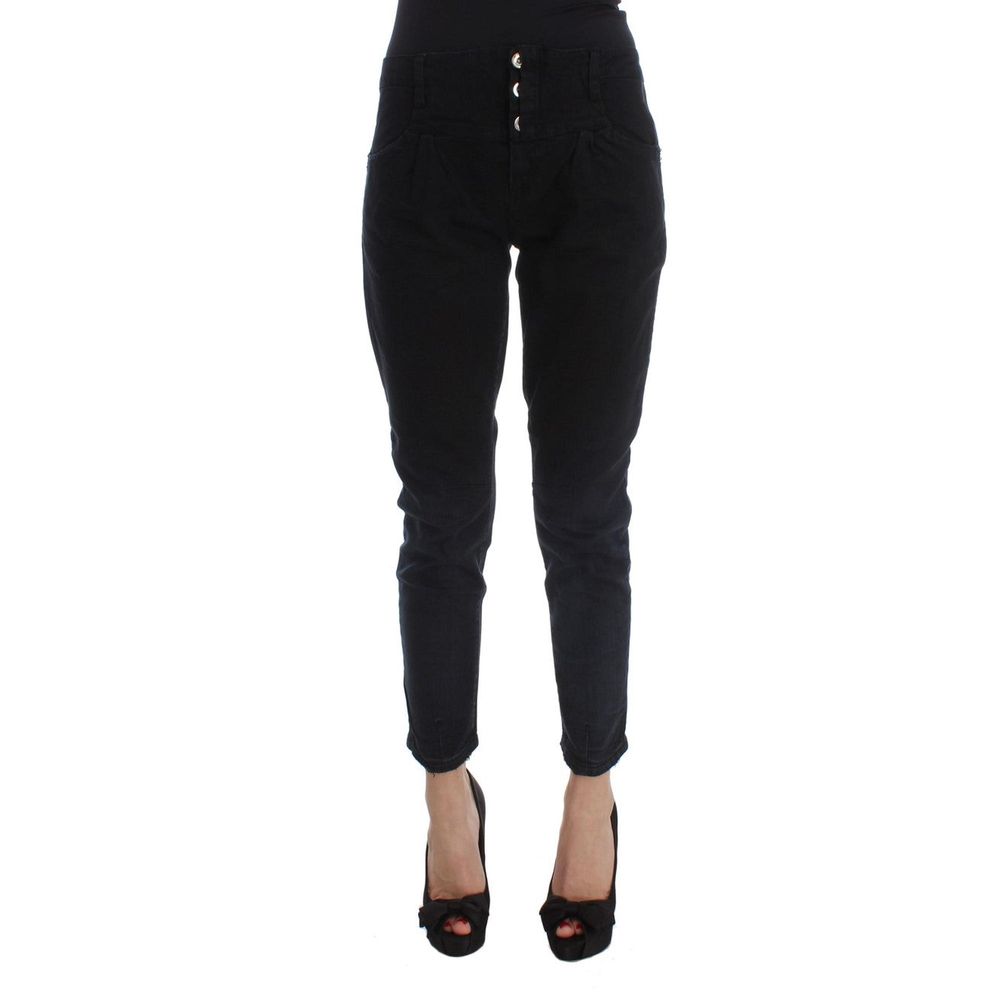 Costume National Black Cotton Cropped Jeans