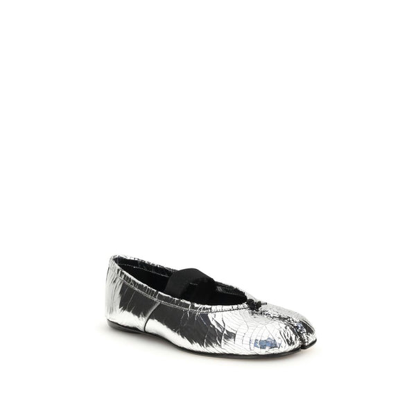 Margiela Silver Calf Leather Bos Taurus Ballet Flats