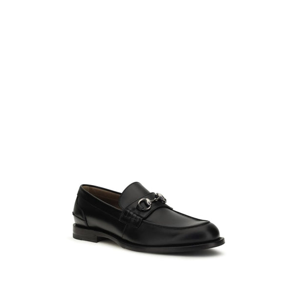 Gucci Black Calf Leather Bos Taurus Slip-On Loafers