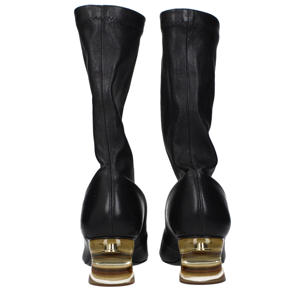 Jil Sander Black Leather Ankle Boots
