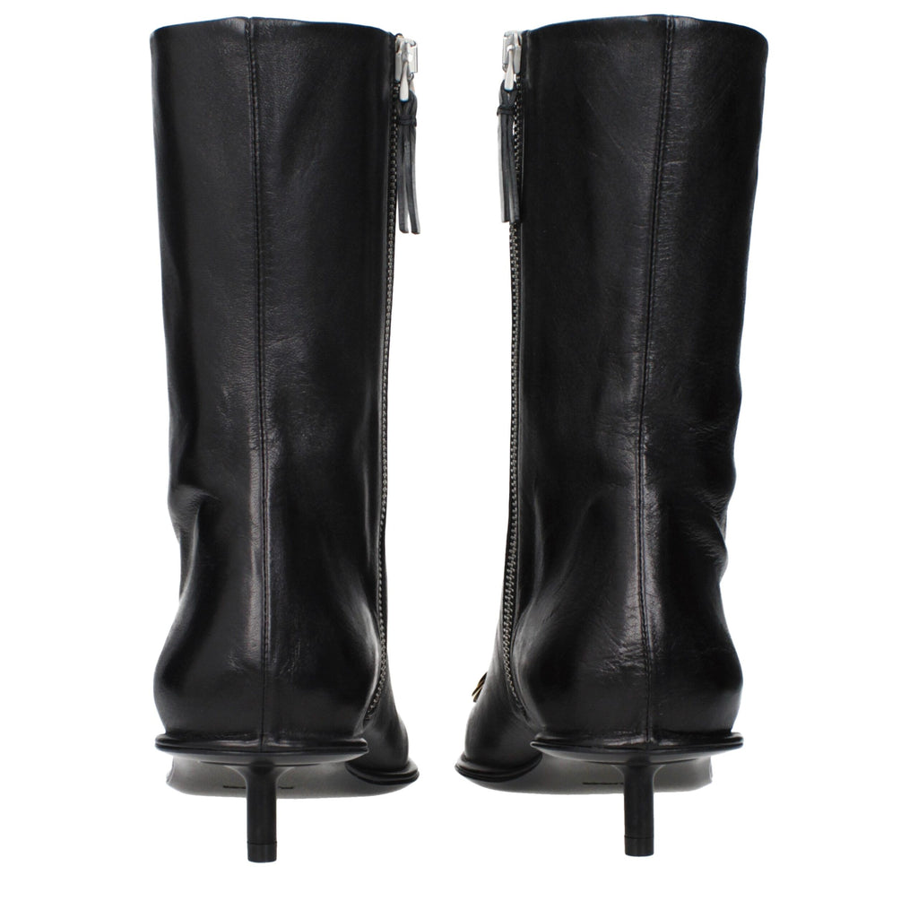 Jil Sander Black Leather Ankle Boots