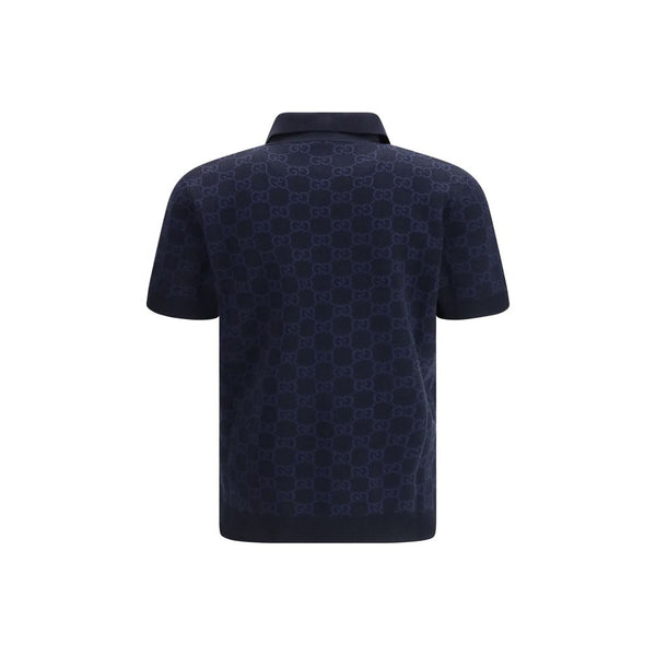 Gucci Blue Silk Polo Shirt