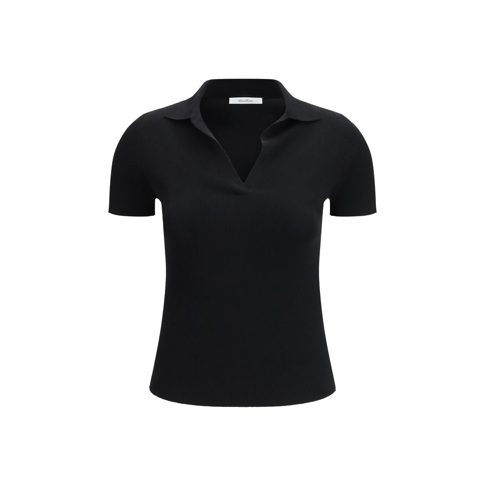 Max Mara Black Fleece Wool Polo Shirt
