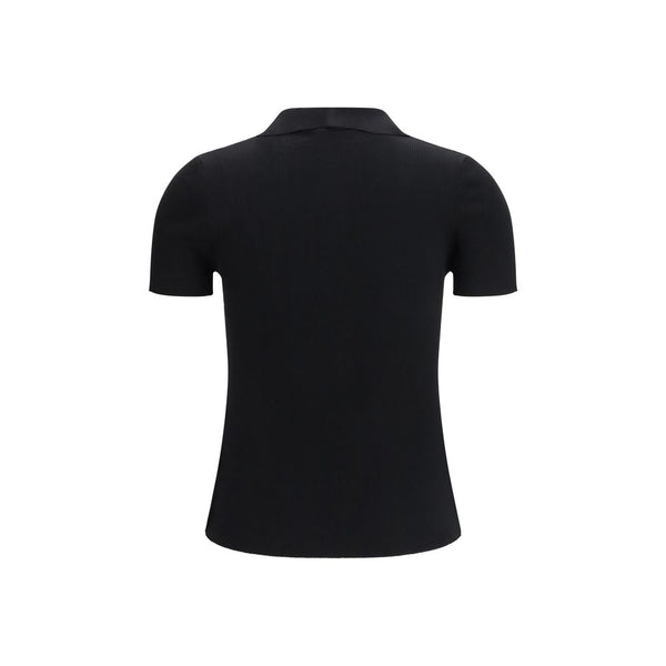 Max Mara Black Fleece Wool Polo Shirt