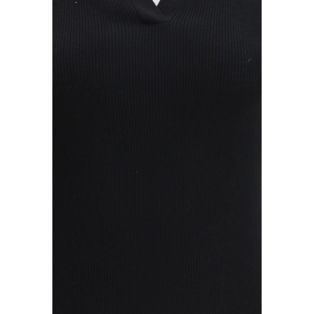 Max Mara Black Fleece Wool Polo Shirt