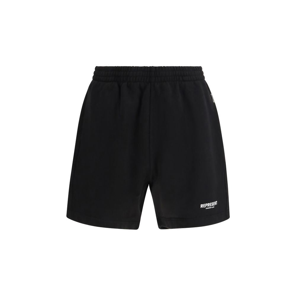 Represent Black Cotton Bermuda Shorts