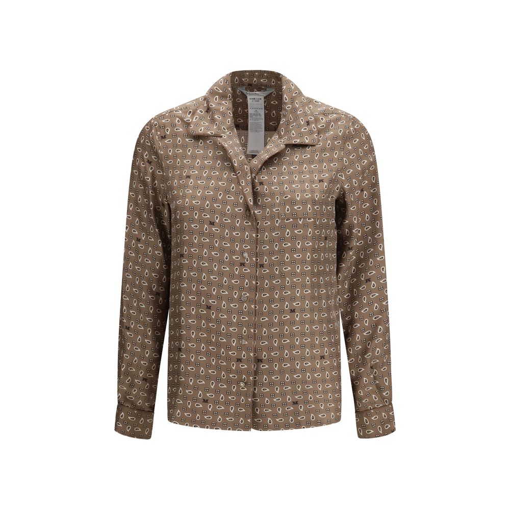 Max Mara Brown Silk Pattern Shirt
