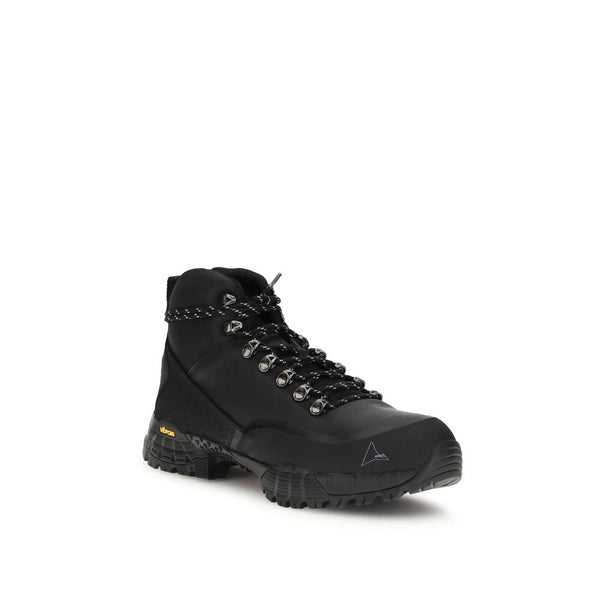 ROA Black Leather Lace-Up Boots