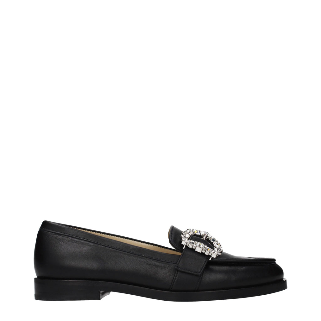 Jimmy Choo Black Leather Slip-On Loafers