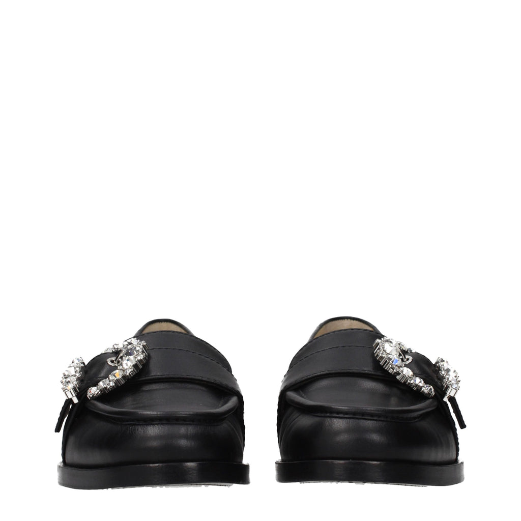 Jimmy Choo Black Leather Slip-On Loafers