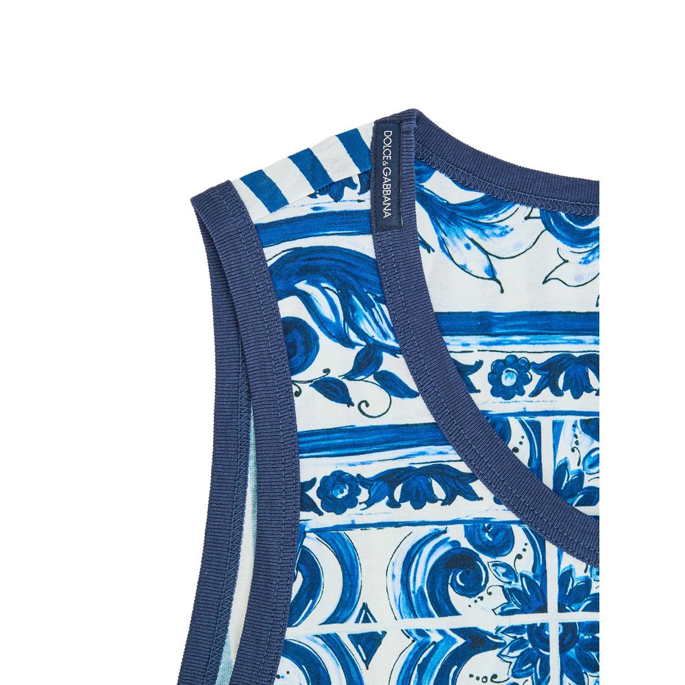 Dolce & Gabbana Blue Cotton Tank Tops