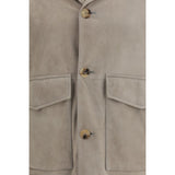 Brunello Cucinelli Bicolor Calf Leather Bos Taurus Leather Jacket