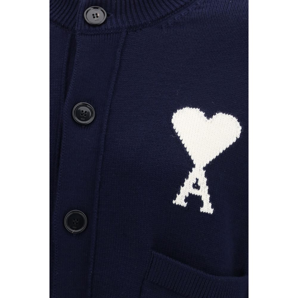 Ami Paris Blue Wool Cardigan