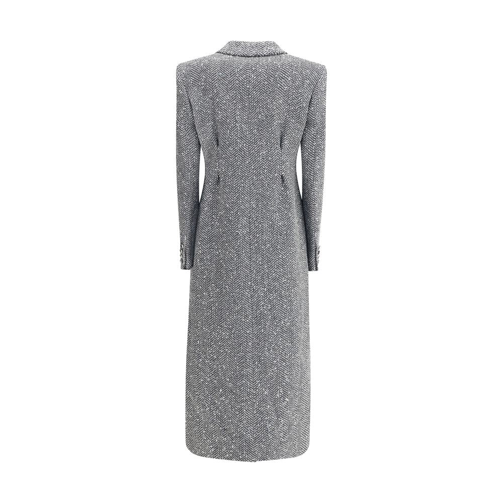 Alessandra Rich Gray Fleece Wool Coat