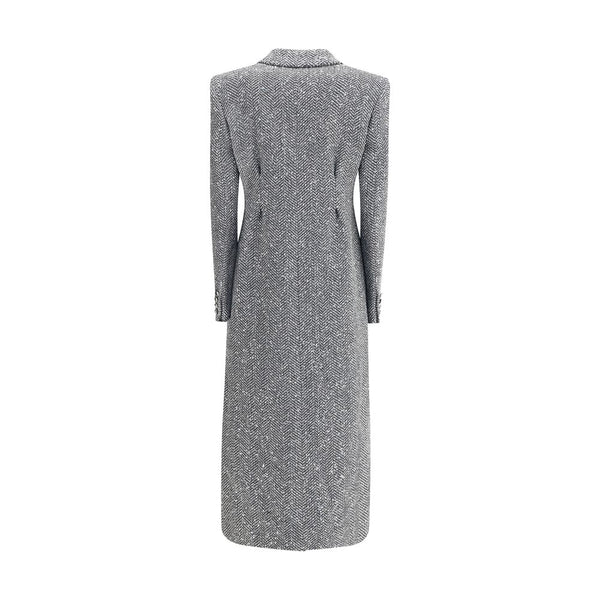 Alessandra Rich Gray Fleece Wool Coat