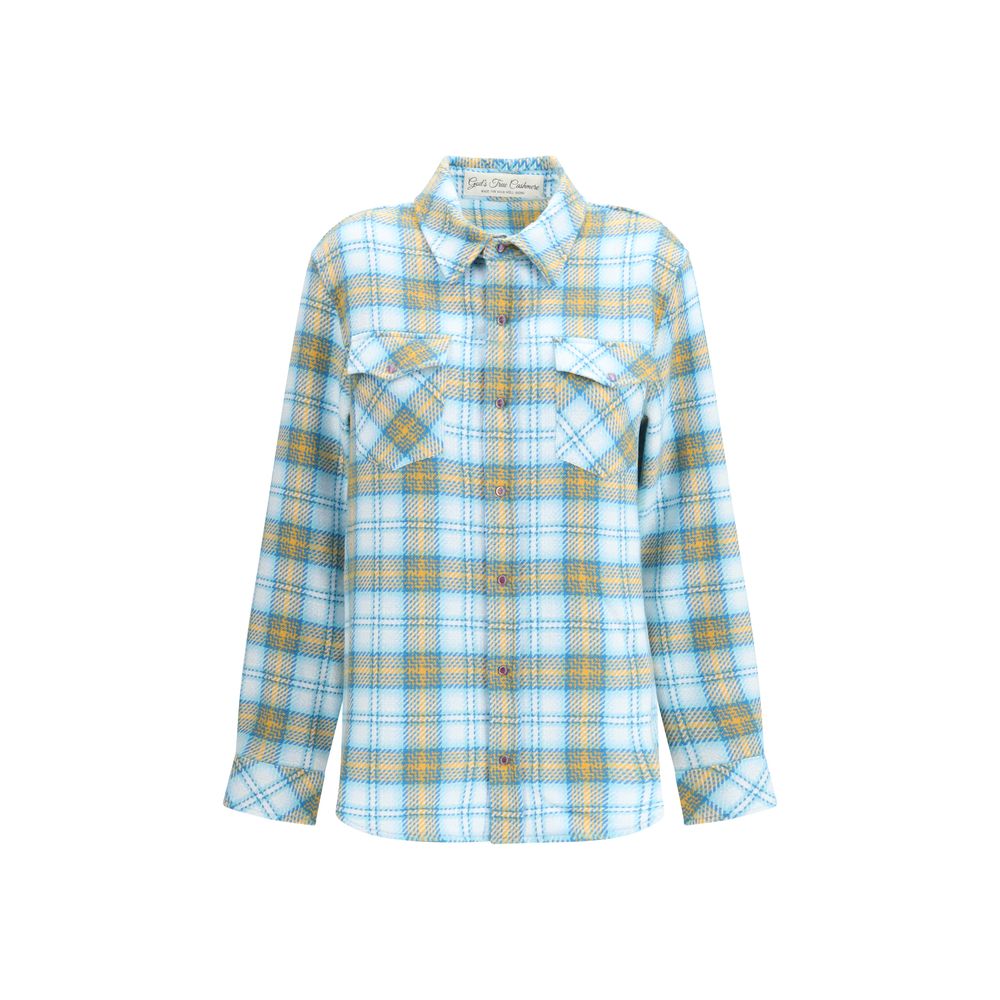 God's True Cashmere Blue Cashmere Pattern Shirt