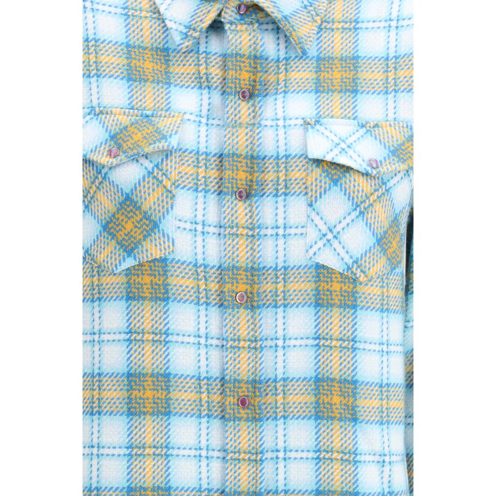 God's True Cashmere Blue Cashmere Pattern Shirt