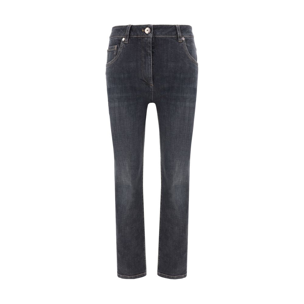 Brunello Cucinelli Black Cotton Skinny Jeans