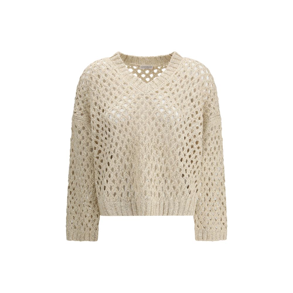 Brunello Cucinelli Beige Silk Sweater