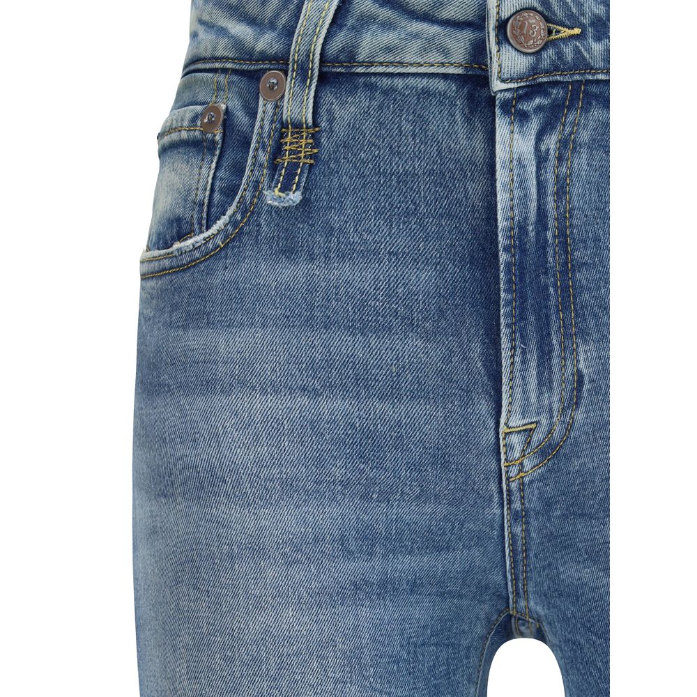 R13 Blue Cotton Flared Jeans