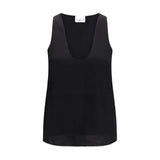 SA SU PHI Black Silk Sleeveles T-Shirt