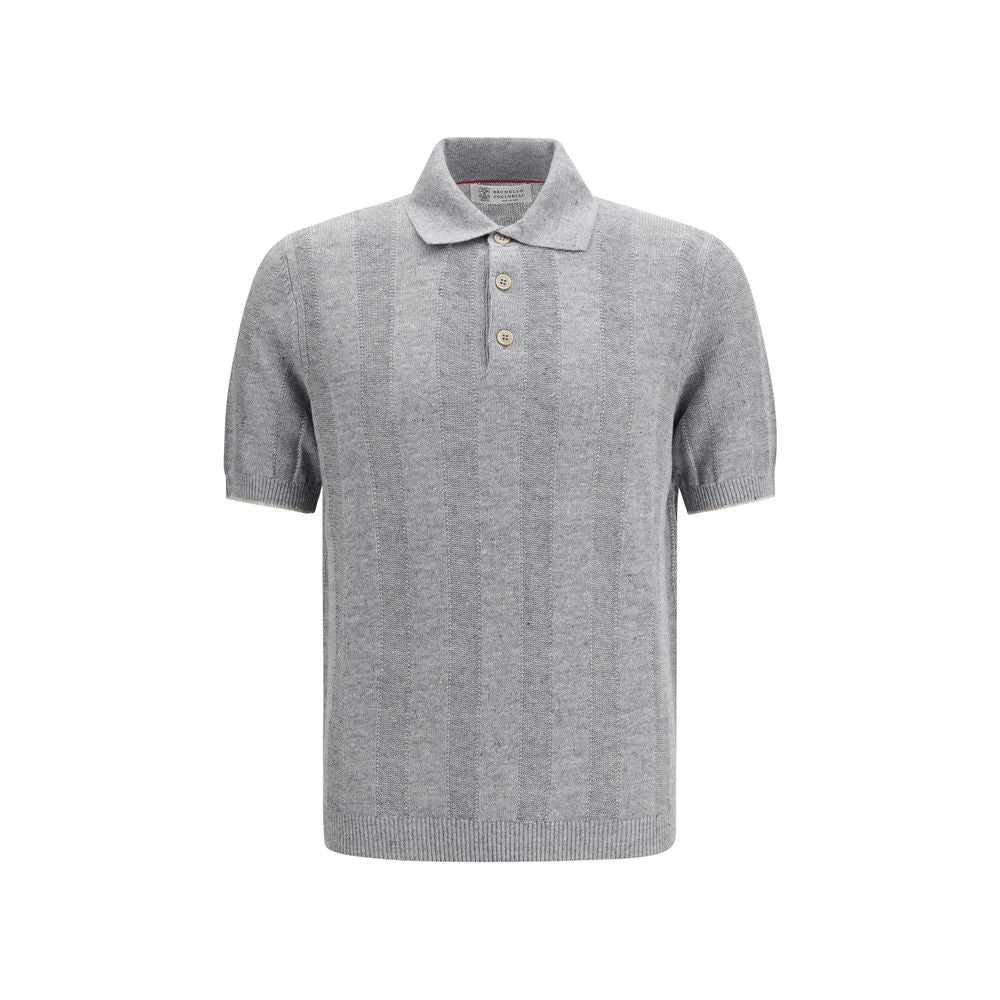 Brunello Cucinelli Gray Cotton Polo Shirt