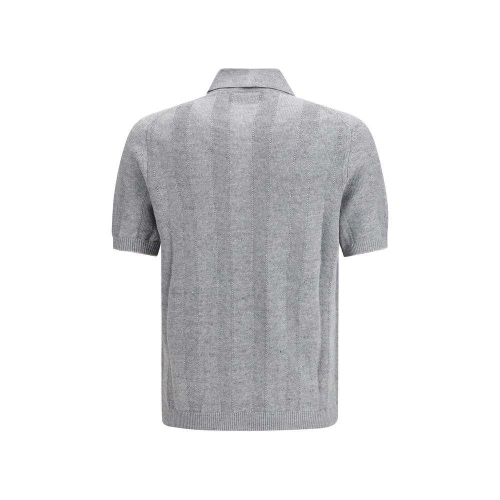 Brunello Cucinelli Gray Cotton Polo Shirt