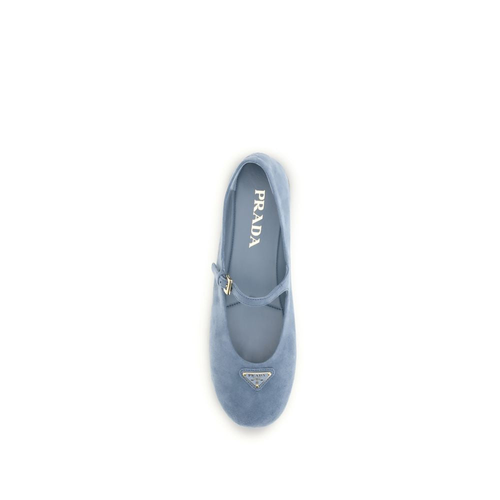 Prada Blue Goatskin Ballet Flats