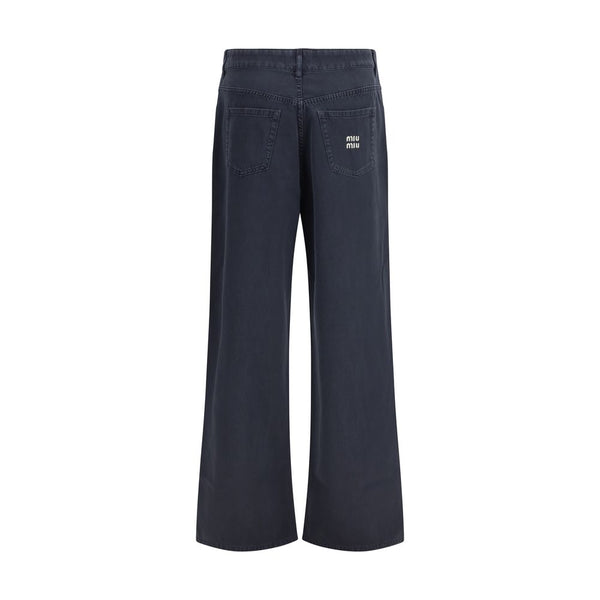 Miu Miu Blue Cotton Flared Jeans