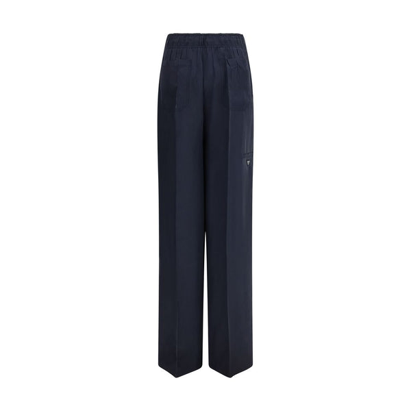 Prada Blue Silk Casual Pants