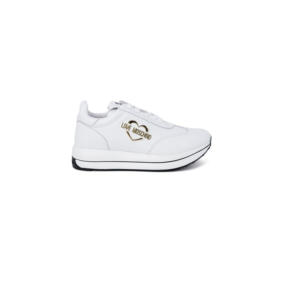 Love Moschino White Leather Low Top Sneakers