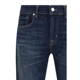 7FOR Blue Cotton Flared Jeans