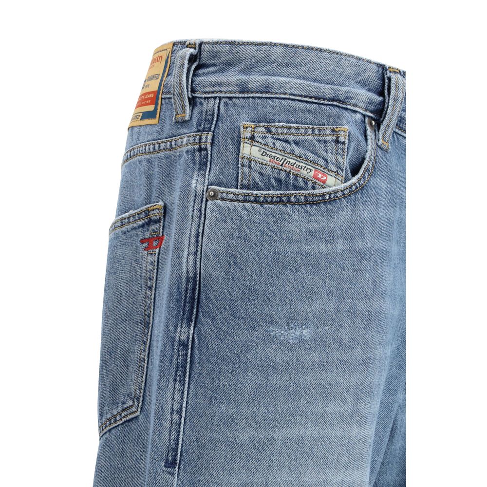 Diesel Blue Cotton Relaxed Fit Jeans