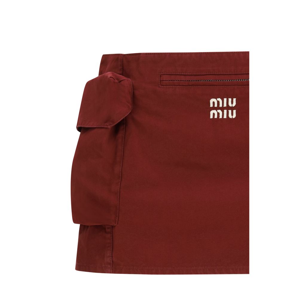 Miu Miu Bordeaux Cotton Mini Skirt