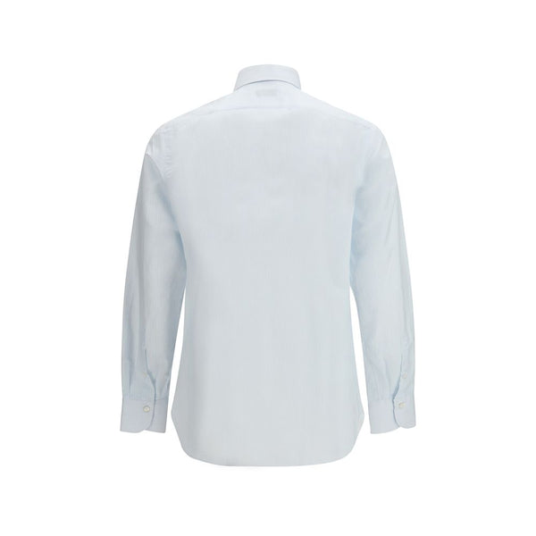 Finamore Blue Cotton Pattern Shirt